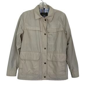 Eddie Bauer Vintage 80s Barn Jacket Chore Coat Hip Length Tan Well-loved Sz XS